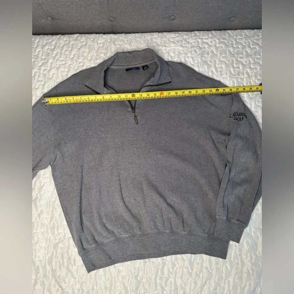 Callaway Golf Men’s Large Quarter-Zip Pullover Sweater 100% Cotton Gray
